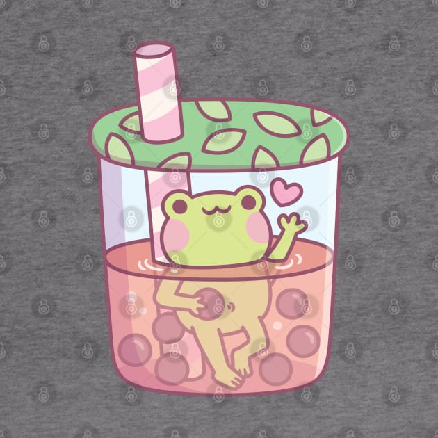 Cute Frog In Bubble Tea Cup Funny by rustydoodle